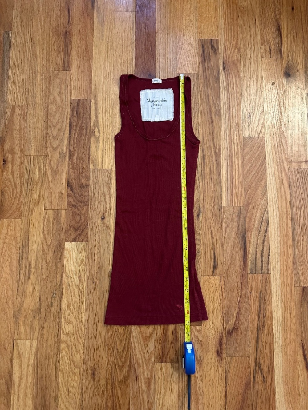Abercrombie & Fitch XS Burgundy Stretch Long Tank Top Moose Logo Y2K - Picture 6 of 6